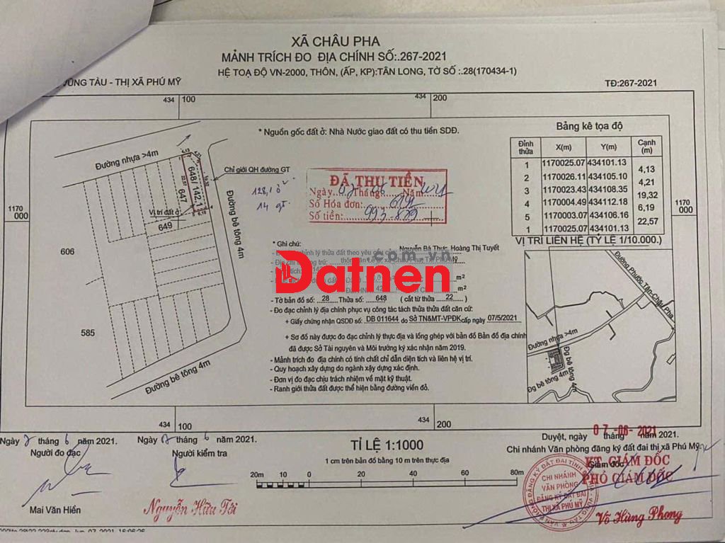 Bán 2 nền liền kề tại Châu Pha, Phú Mỹ chỉ 1,1 tỷ/nền, thổ cư 100m2
