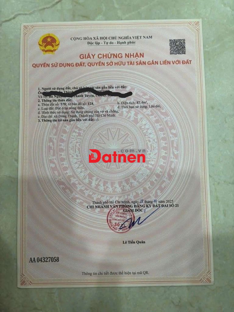 ĐẤT MẶT TIỀN KINH DOANH TRẦN THỊ BỐC, DT:90m2,SỔ HỒNG RIÊNG,CHỈ 5.5 TỶ