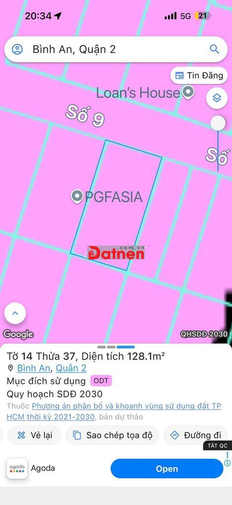 Chính chủ bán đất mặt tiền đường số 9 p Bình An q2
