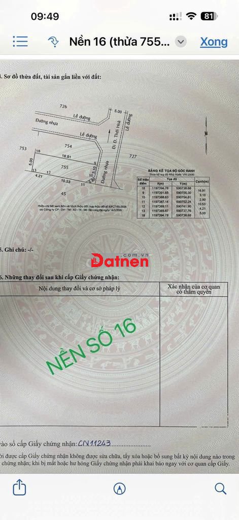 Đất sổ hồng đường Thới Hòa, Vĩnh Lộc, giá siêu hời 3,45 tỷ - 85m2