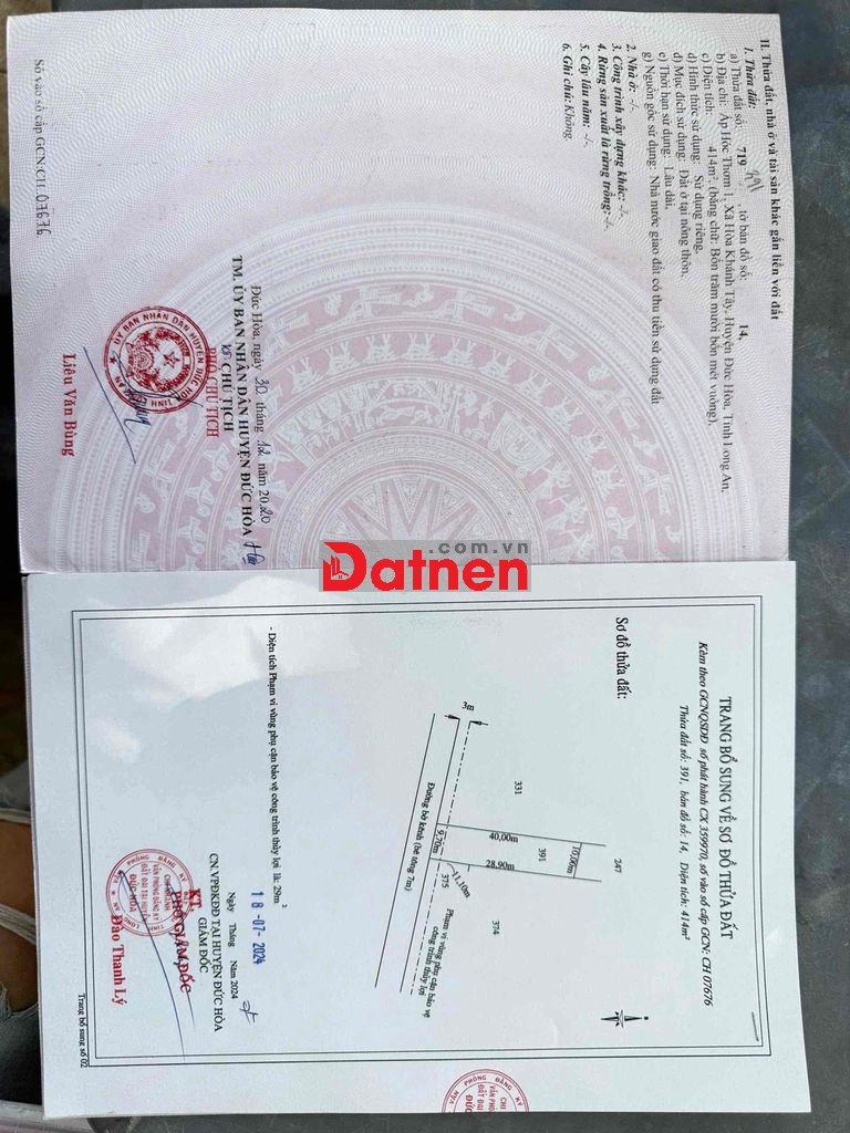 Đất ở Đức Hoà- Long An cũ, chính chủ kẹt tiền và bán gấp