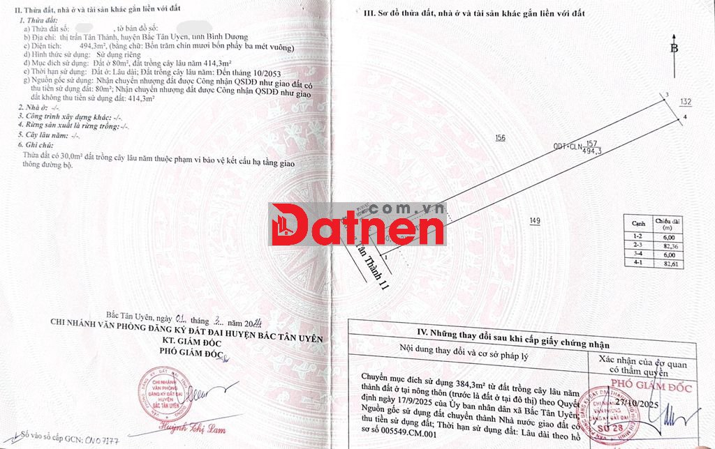 CHÍNH CHỦ BÁN ĐẤT TÂN THÀNH 11 (494.3m² – THỔ CƯ CAO – ĐẤT RỘNG ĐẸP)