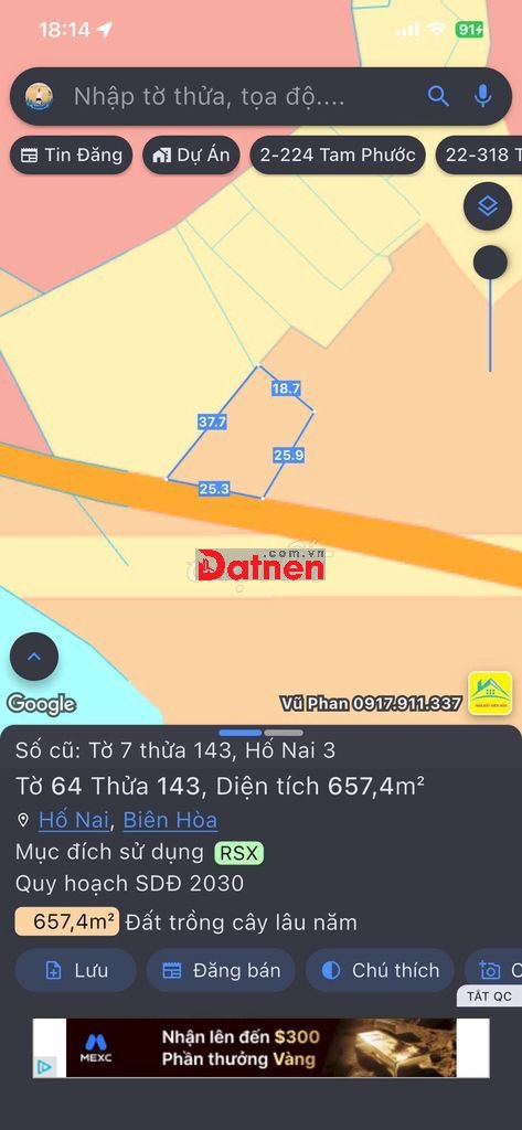 658m2 Đất Mặt Tiền Đ.Thanh Bình Hố Nai 3 Trảng Bom Cũ - 1.9 Tỷ