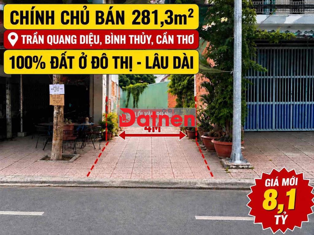 CHÍNH CHỦ BÁN 281,3M² FULL ODT – NGANG 9,4M – SÁT TRẦN QUANG DIỆU, BÌN