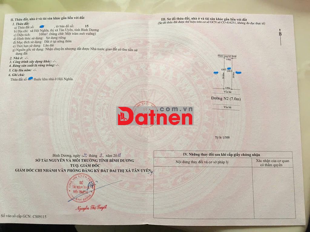 Lô đất 100m2 đường N2 sách đẹp giá chỉ 1,35 tỷ