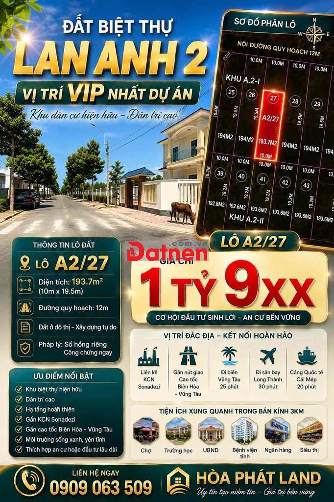 Bán Lô Trục Chính Lan Anh 2 Phường Tam Long Bà Rịa