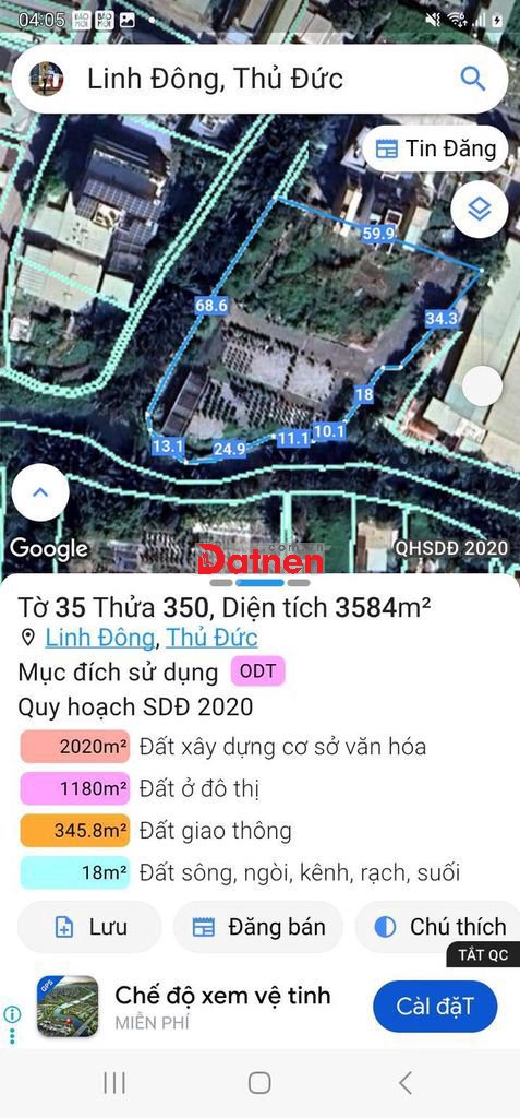 đất cách đường vành đai 2 chưa tới 60m, đường oto