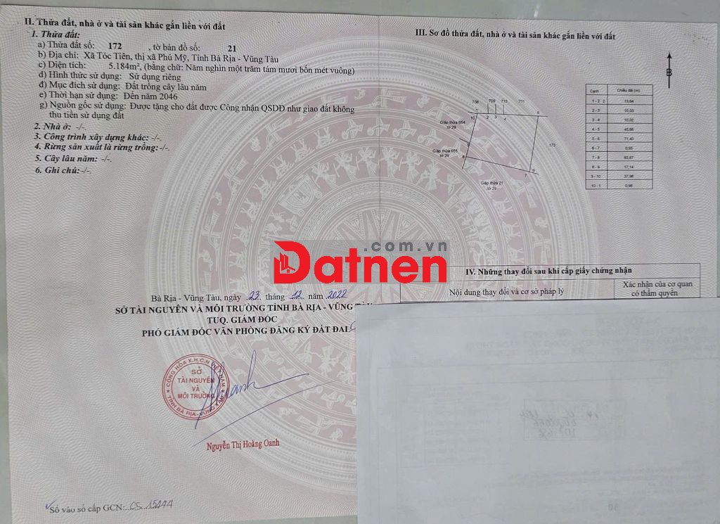 Bán đất vườn Phú Mỹ