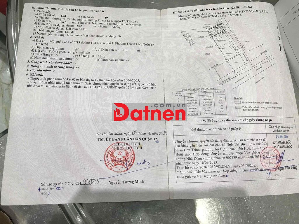 bán nhà Q 12 hẻm 1 sẹc hẻm xe hơi P. Thạnh Lộc