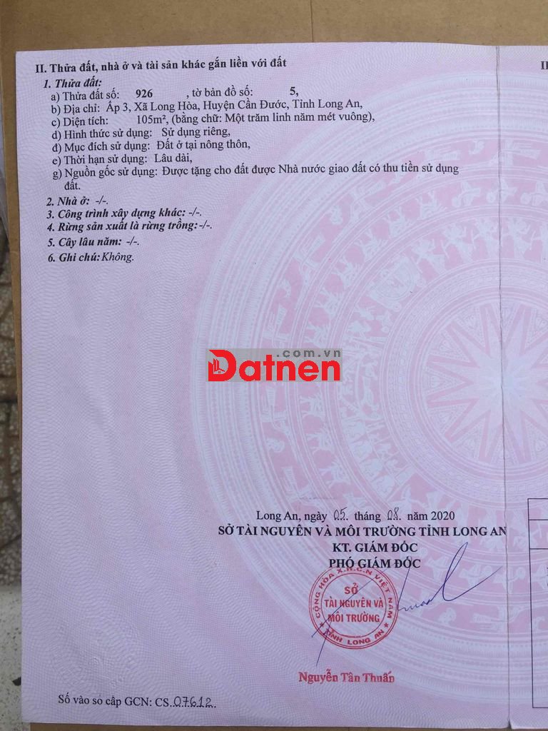 Bán đất nền full thổ cư chợ rạch kiến long hoà