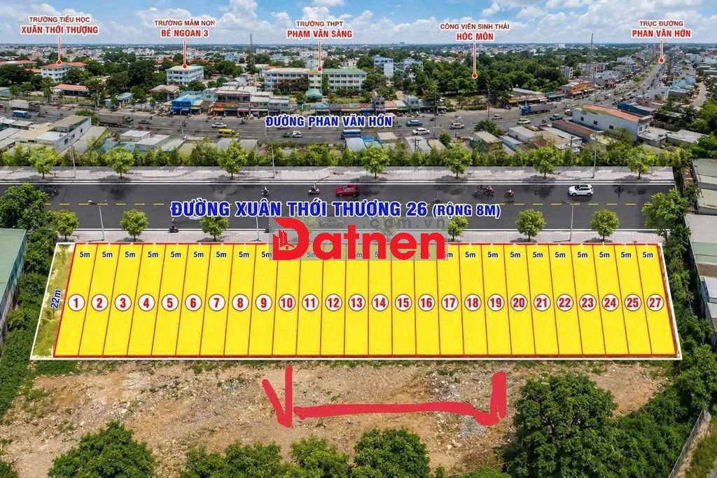 Đất 5 x 21m Mặt Tiền Đường nhựa kinh doanh buôn bán. Xã Bà Điểm