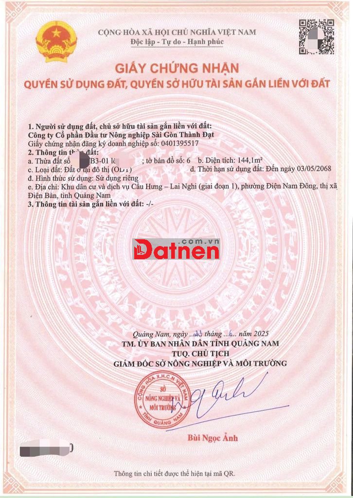 Chính Chủ Bán Đất Dự Án Chợ Lai Nghi Đường 7m5 DT 144m2 Giá 2.67 Tỷ