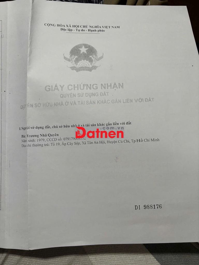 Bán đất thổ cư củ chi