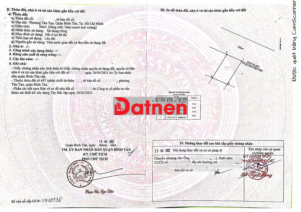 ĐẤT CAO RÁO NỞ HẬU - 50M² SỔ SẴN SANG TÊN NGAY - SÁT AEON BÌNH TÂN