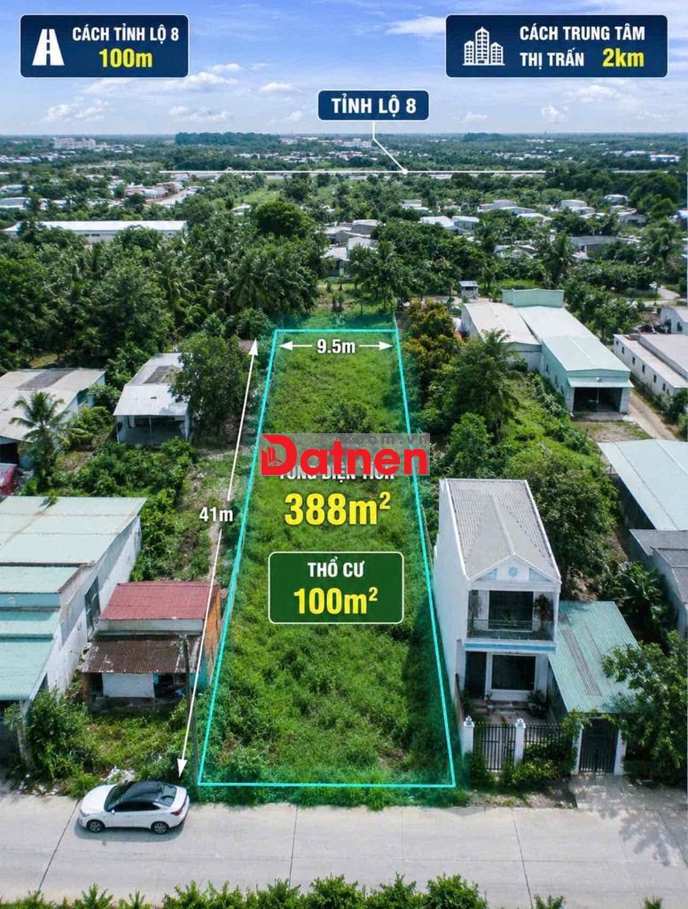 388m2(9,5x41) 100 thổ mt đường 421 giá 470tr-ngân hàng hỗ trợ cho vay