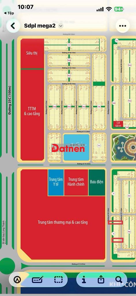 Mega City 2 bán lô110m2 đối diện CC NOXH Block T1, đường 25c, Đồng nai