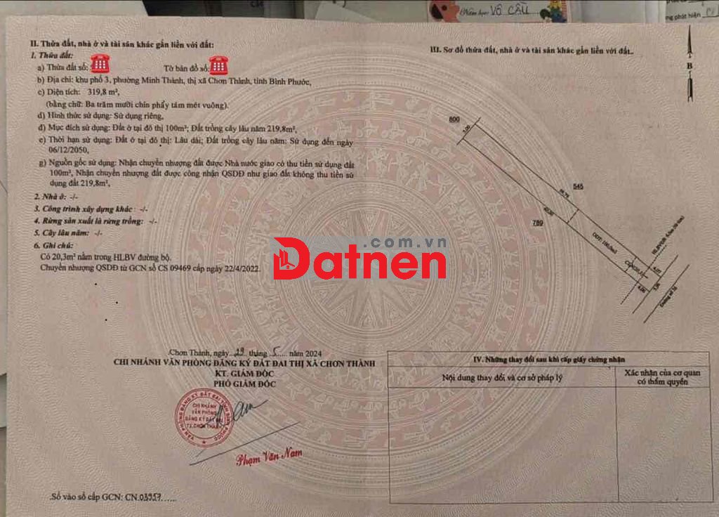Bán lô đất mặt tiền đường số 25, phường Chơn Thành, tp. Đồng Nai