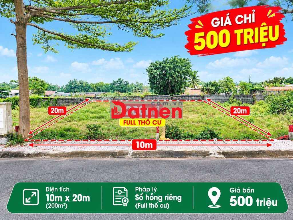 Tôi Cần Bán Lô Đất 200m2 Full Thổ Giá 500 Triệu Tại Xã Tân Phú Trung