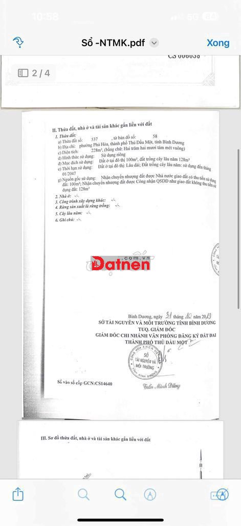 BÁN ĐẤT NGANG 7M MĂT TIỀN 269 4,5 tỷ19,74 triệu/m²228 m2