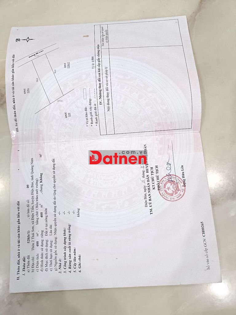 cần bán gấp 400 m đất ở hoàn toàn phường điện bàn bắc