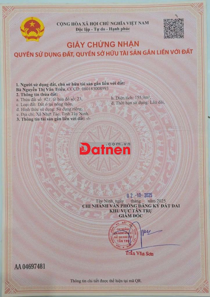 đất thổ cư 100%, sổ hồng riêng, giá rẻ, công chứng ngay