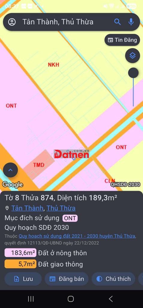 1000m2 thổ cư Thủ Thừa,SHCC, HXH, Đất Vuông Vức