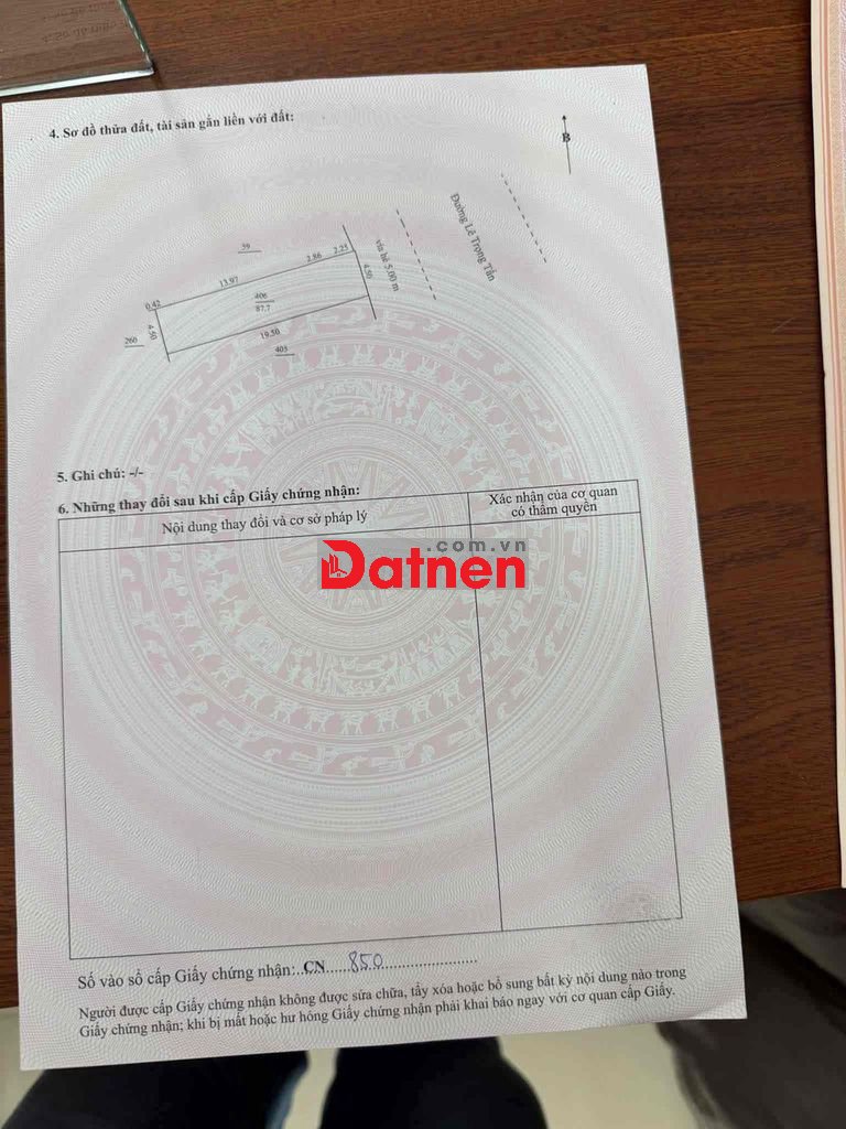 cần bán lô đất 87m2 mặt tiền 10m5 Lê trọng Tấn Giá chỉ 3 tỷ 900