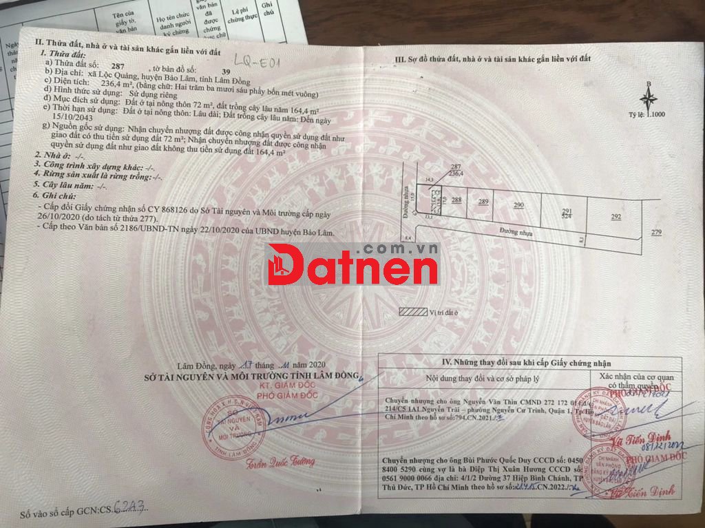 900 triệu bán đất 2 mặt tiền xã Lộc Quảng, Bảo Lâm, Lâm Đồng
