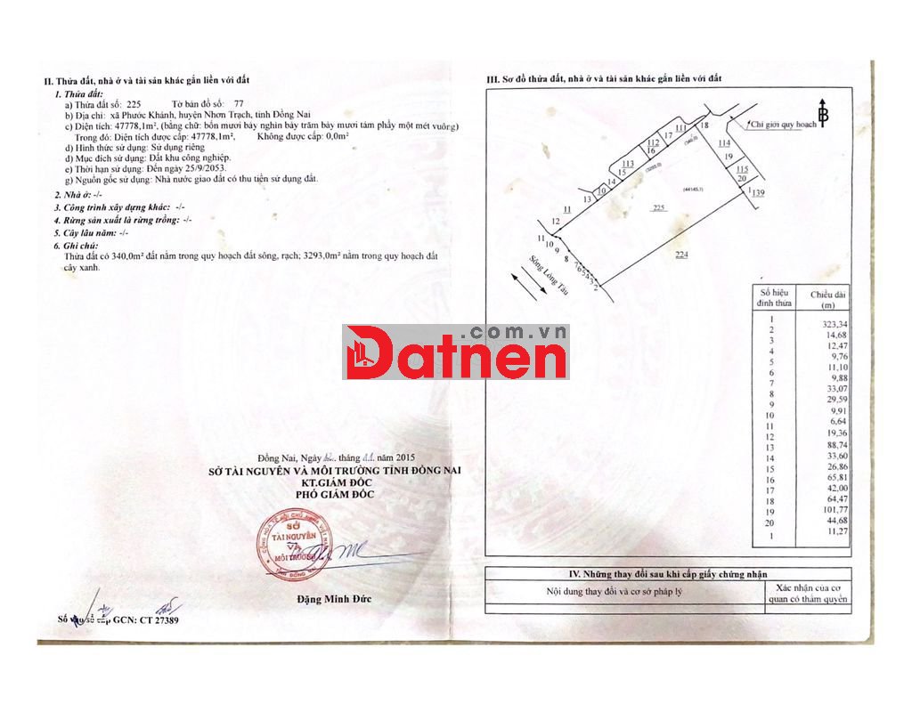 Bán đất KCN mặt tiền sông Lòng Tàu, Nhơn Trạch, Đồng Nai