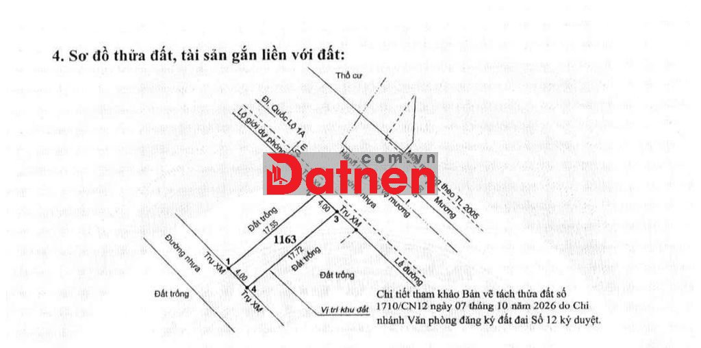 NỀN SỐ 13, ĐƯỜNG 16M, DT 70M2, KDC HIỆN HỮU, SỔ HỒNG RIÊNG