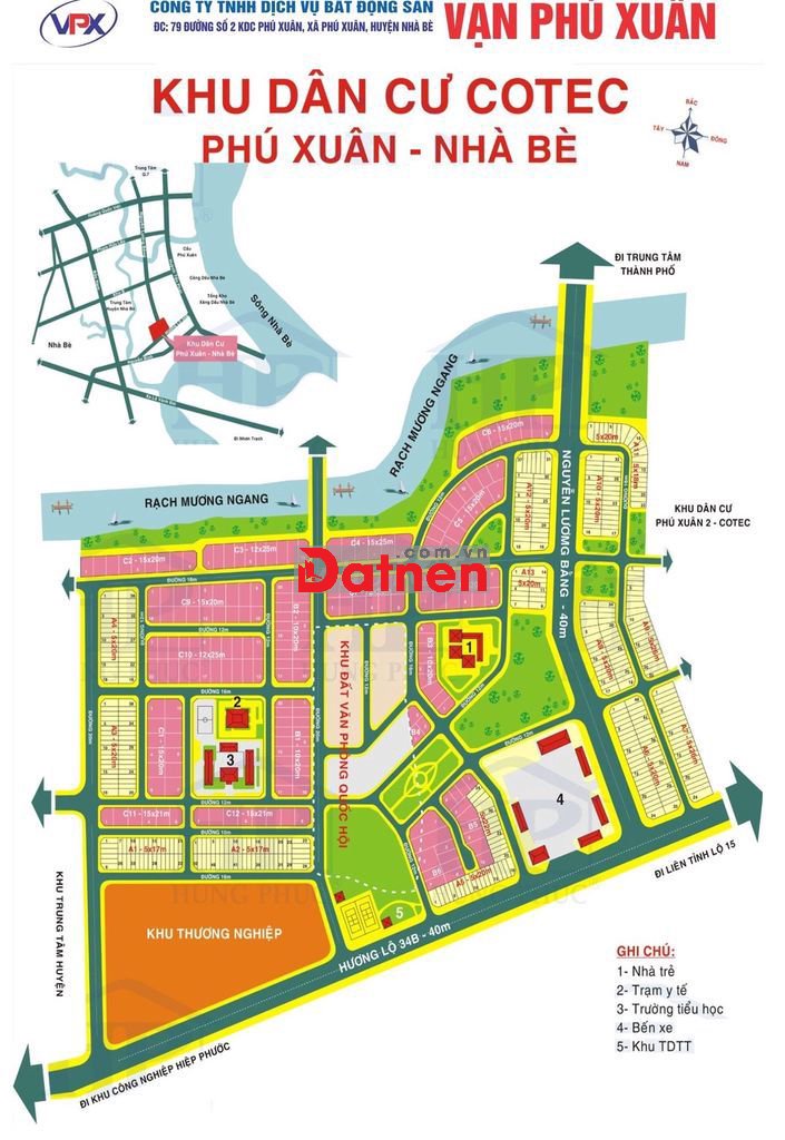 Nền biệt thự MT chính KDC Cotec PX Nhà Bè, view rạch, 280m2, 23tr/m2